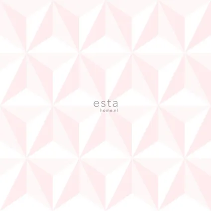 ESTAhome behangpapier grafisch 3D motief licht roze - 53 cm x 10,05 m - 138911 9