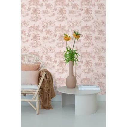 ESTAhome behang jungle dieren terracotta roze - 0,53 x 10,05 m - 139348 8