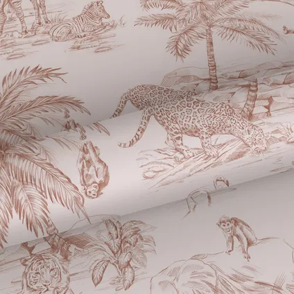 ESTAhome behang jungle dieren terracotta roze - 0,53 x 10,05 m - 139348 9