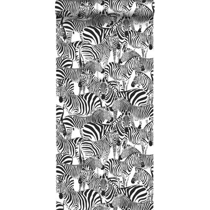 ESTAhome behang zebra's zwart wit - 0,53 x 10,05 m - 139155
