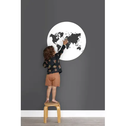 ESTAhome papier peint panoramique rond adhésif carte du monde noir et blanc - Ø 70 cm - 158985 2
