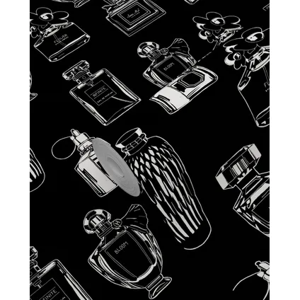 ESTAhome behang parfum flesjes zwart en wit - 0,53 x 10,05 m - 128827 6