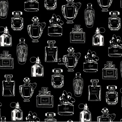 ESTAhome behang parfum flesjes zwart en wit - 0,53 x 10,05 m - 128827 7
