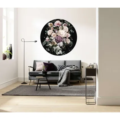 Komar zelfklevende behangcirkel Enchanted Flowers roze en zwart - Ø 125 cm - 611155 2