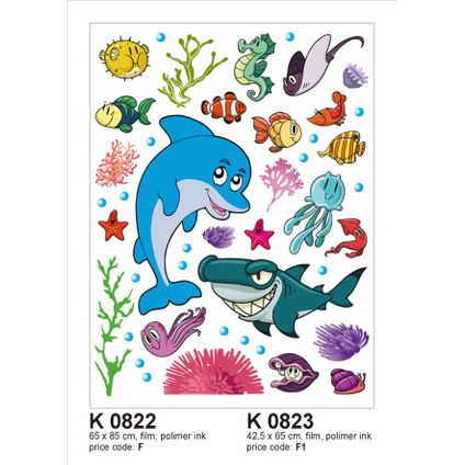 Sanders & Sanders sticker mural la vie marine bleu, vert et orange - 65 x 85 cm - 600304