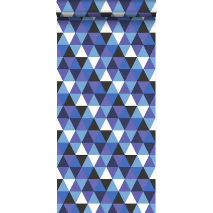 Origin Wallcoverings behang grafische driehoeken blauw - 53 cm x 10,05 m - 347205