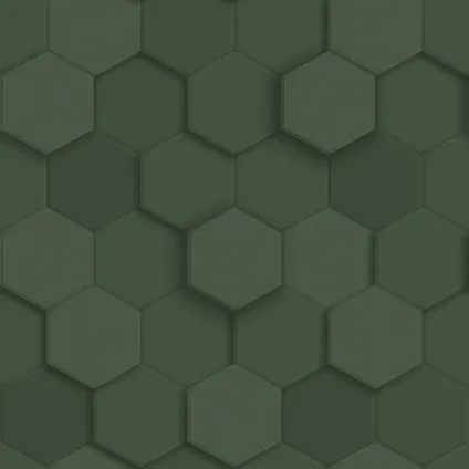 Origin Wallcoverings eco-texture vliesbehangpapier 3d hexagon motief donkergroen 8