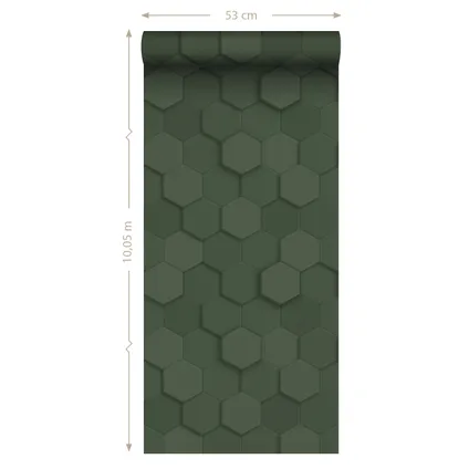 Origin Wallcoverings eco-texture vliesbehangpapier 3d hexagon motief donkergroen 9