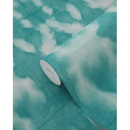 ESTAhome behang tie-dye shibori motief intens turquoise - 53 cm x 10,05 m - 148683 8