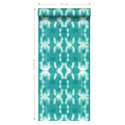 ESTAhome behang tie-dye shibori motief intens turquoise - 53 cm x 10,05 m - 148683 10