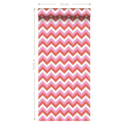 ESTAhome behang zigzag motief koraalrood en roze - 53 cm x 10,05 m - 138135 8
