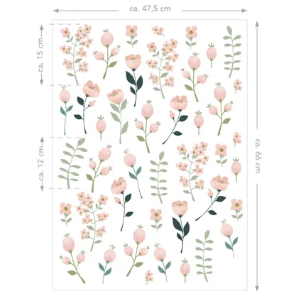 ESTAhome muursticker bloemen wit, roze en groen - 47,5 cm x 66 cm - 156114 8