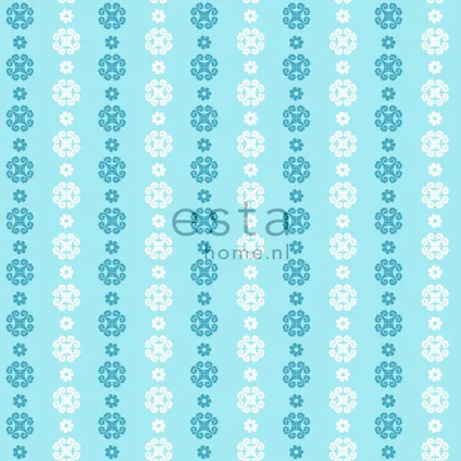 ESTAhome behang kant-motief turquoise en wit - 53 cm x 10,05 m - 136828 3
