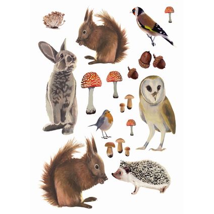 ESTAhome sticker mural animaux de la forêt marron - 47,5 cm x 66 cm - 156101