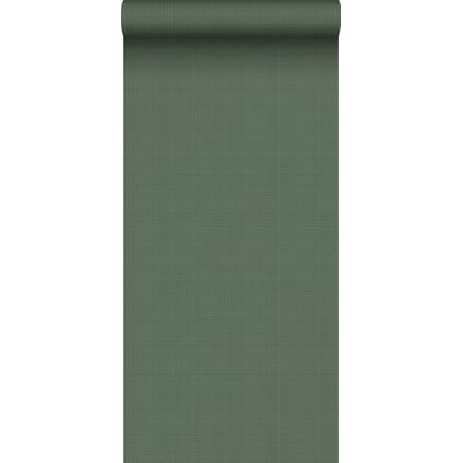 ESTAhome behangpapier linnenstructuur vergrijsd olijfgroen - 0,53 x 10,05 m - 139240