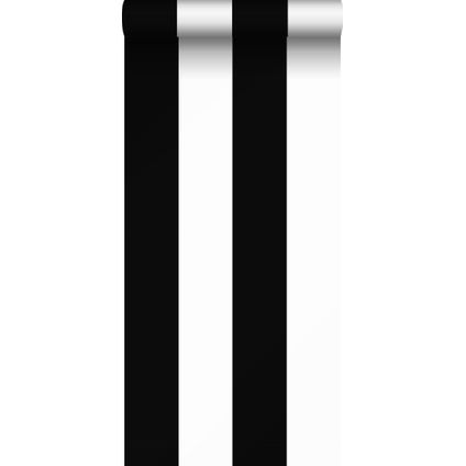 Sanders & Sanders behang brede streep zwart en wit - 53 cm x 10,05 m - 935221