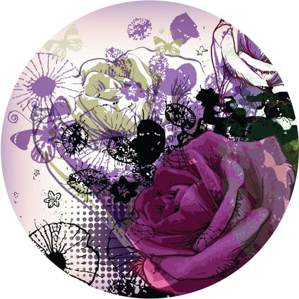 Sanders & Sanders papier peint panoramique rond adhésif fleurs violet et rose - Ø 70 cm - 601108