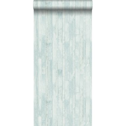 ESTAhome behangpapier vintage sloophout planken vergrijsd turquoise - 53 cm x 10,05 m