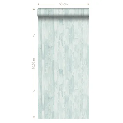 ESTAhome behangpapier vintage sloophout planken vergrijsd turquoise - 53 cm x 10,05 m 10