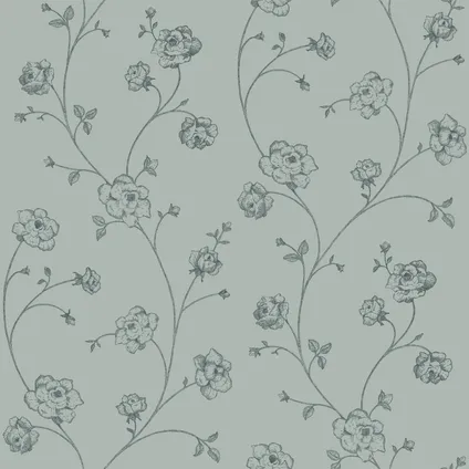 ESTAhome behangpapier toile de jouy rozen vergrijsd groen - 0,53 x 10,05 m - 139314 9
