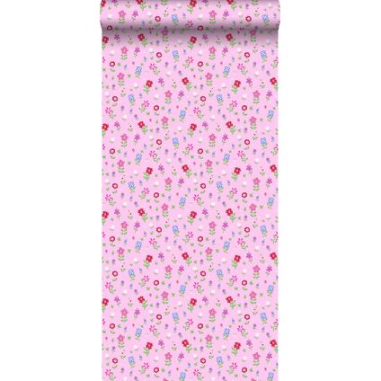 ESTAhome behangpapier bloemen roze - 53 cm x 10,05 m - 137318