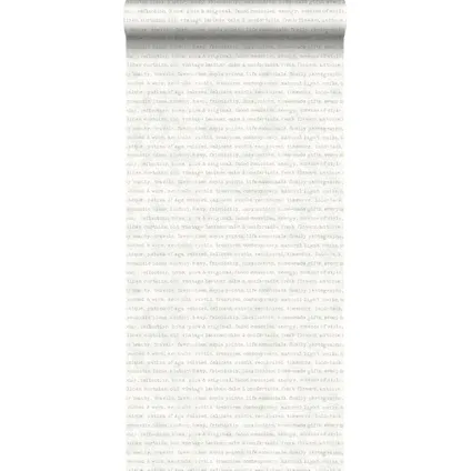 ESTAhome behangpapier tekst grijs op witte gemeleerde achtergrond - 53 cm x 10,05 m