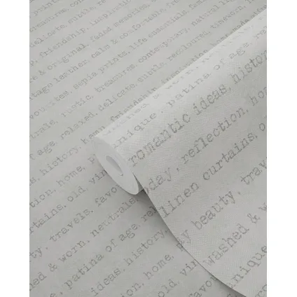 ESTAhome behangpapier tekst grijs op witte gemeleerde achtergrond - 53 cm x 10,05 m 6
