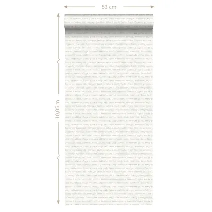 ESTAhome behangpapier tekst grijs op witte gemeleerde achtergrond - 53 cm x 10,05 m 8