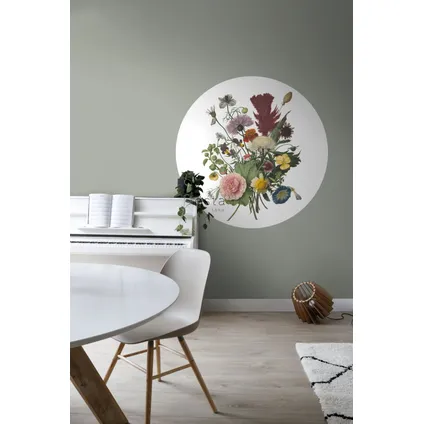ESTAhome papier peint panoramique rond adhésif bouquet vert, rose et jaune - Ø 140 cm - 159020 3