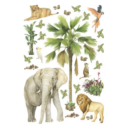 Sanders & Sanders muursticker jungle dieren groen - 65 x 42.5 cm - 601342