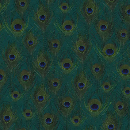 Origin Wallcoverings eco-texture vliesbehangpapier pauwenveren zeegroen 10