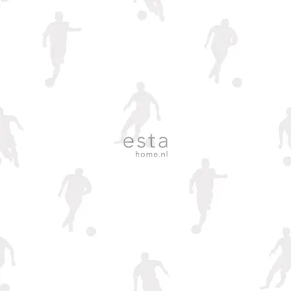 ESTAhome behang voetbalspelers zilver op wit - 53 cm x 10,05 m - 128802 7