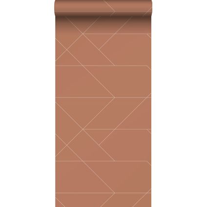 ESTAhome behangpapier grafische lijnen terracotta - 0,53 x 10,05 m - 139373