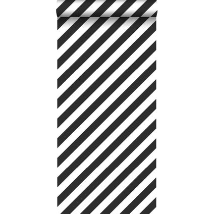 ESTAhome behang strepen zwart wit - 0,53 x 10,05 m - 139112