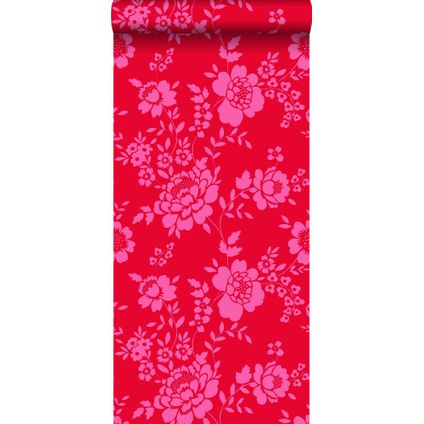 ESTAhome papier peint fleurs rouge et rose - 53 cm x 10,05 m - 115724