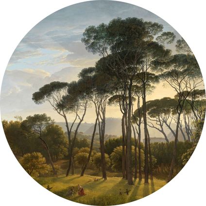 ESTAhome papier peint panoramique rond adhésif paysage italien vert foncé - Ø 140 cm - 159011