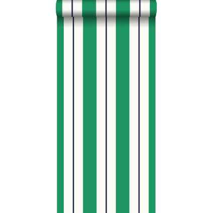 ESTAhome behangpapier strepen groen en marine blauw - 53 cm x 10,05 m - 136414