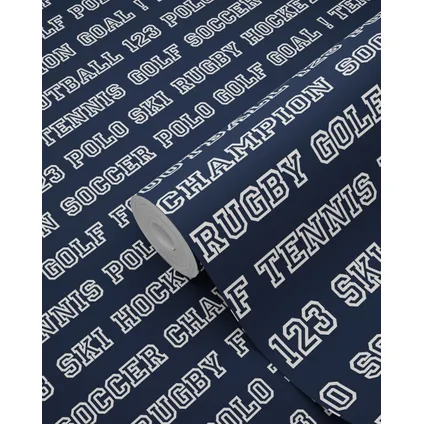 ESTAhome behang sportteksten donkerblauw - 53 cm x 10,05 m - 138830 7