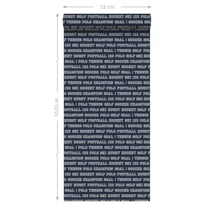 ESTAhome behang sportteksten donkerblauw - 53 cm x 10,05 m - 138830 10