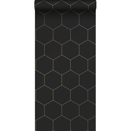 ESTAhome behang hexagon zwart en goud - 0,53 x 10,05 m - 139313