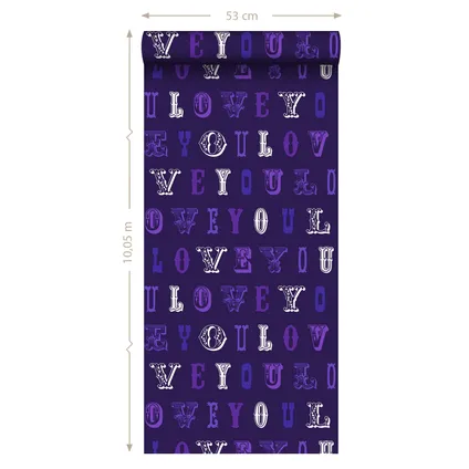 ESTAhome behang love you - quotes paars - 53 cm x 10,05 m - 136835 3