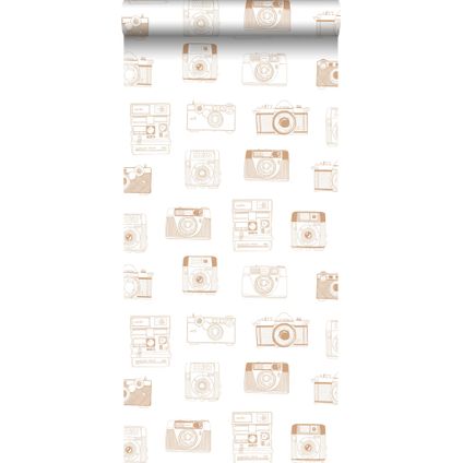 ESTAhome behang instant camera’s glanzend koper bruin - 0,53 x 10,05 m - 138842