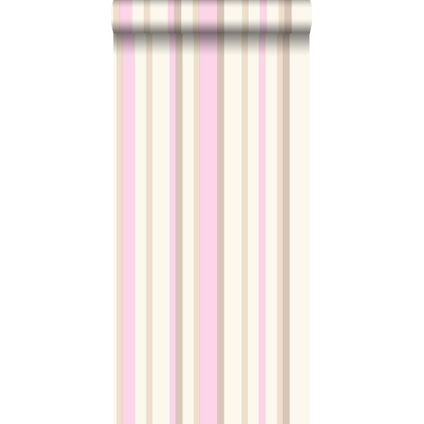 ESTAhome behangpapier strepen beige en zacht roze - 53 cm x 10,05 m - 115821