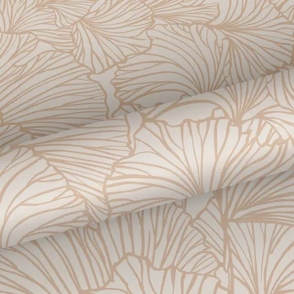ESTAhome behang ginkgo bladeren zand beige en licht terracotta - 0.53 x 10.05 m 10