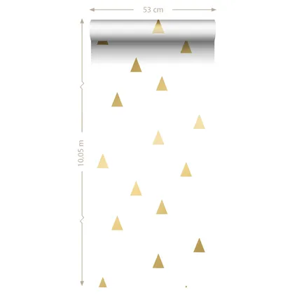 ESTAhome behang grafische driehoeken glanzend goud en wit - 53 cm x 10,05 m - 138943 9