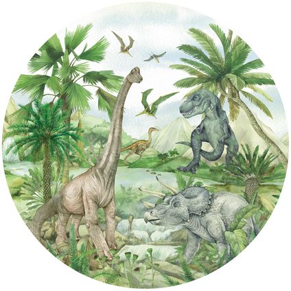 Sanders & Sanders zelfklevende behangcirkel dinosaurussen groen - Ø 70 cm - 601287