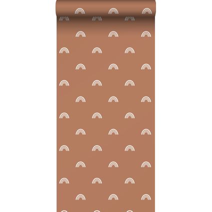 ESTAhome behang regenboogjes terracotta en wit - 50 x 900 cm - 139384