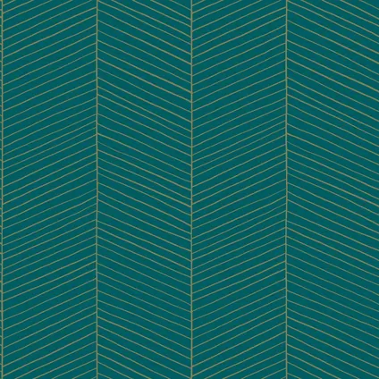 ESTAhome behang visgraat-motief smaragd groen en goud - 0,53 x 10,05 m - 139200 10