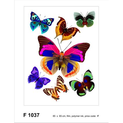 Sanders & Sanders muursticker vlinders roze, blauw en groen - 65 x 85 cm - 600269