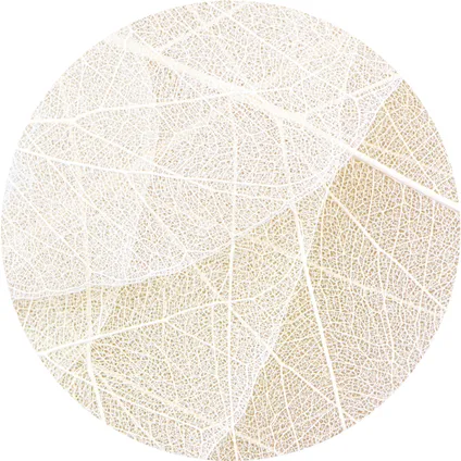 Sanders & Sanders papier peint panoramique rond adhésif feuilles beige et blanc - Ø 140 cm - 601155